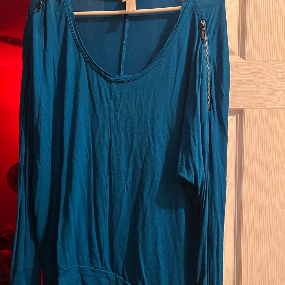 Chico's Blue Asymmetrical Blouse